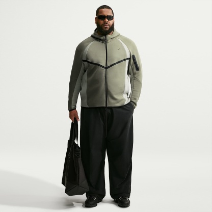 Nike Tech Men's Colour-Block Full-Zip Fleece Windrunner Jacket – Silver Sage/Jade Horizon/Black
