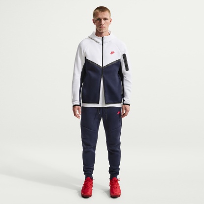 Nike Tech Men's Fleece Windrunner Full-Zip Jacket – White/Obsidian/Speed Red