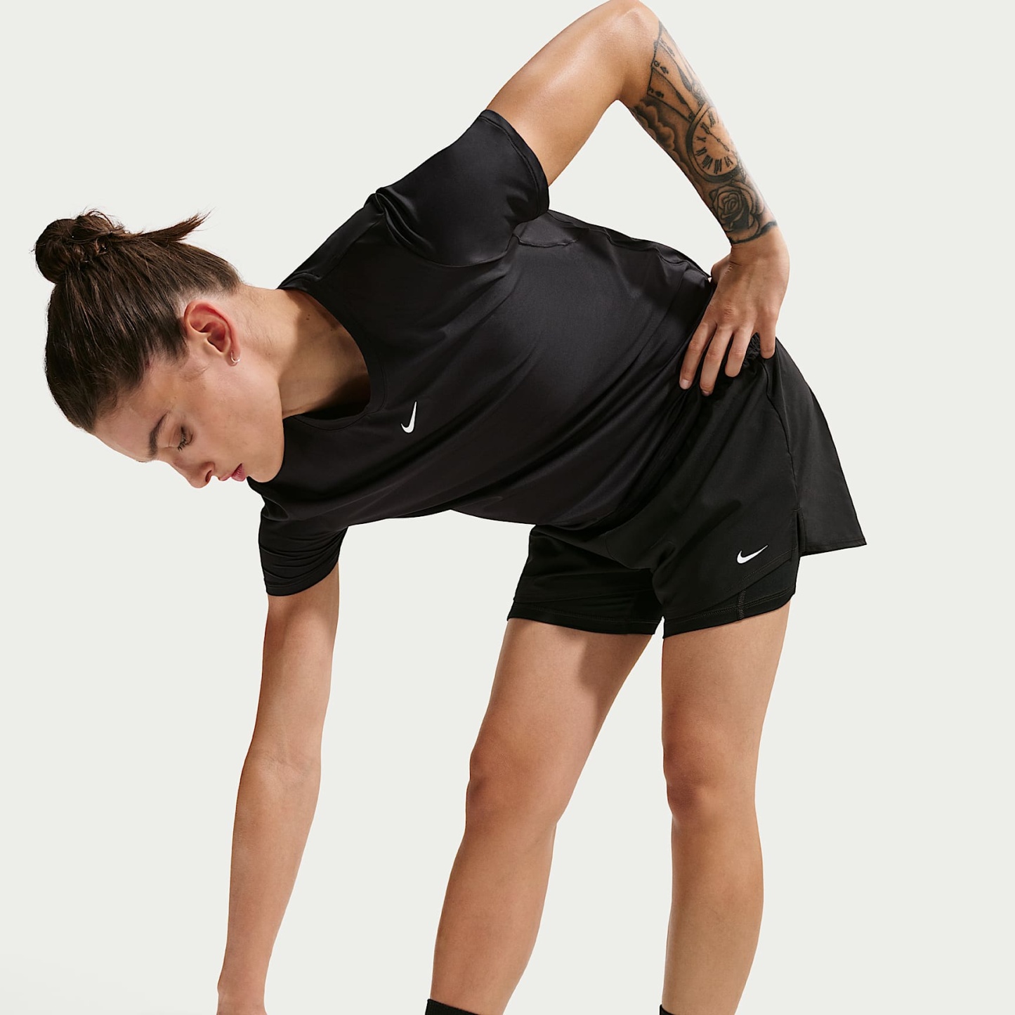 Nike One Women's Dri-FIT High-Waisted 8cm (approx.) 2-in-1 Shorts – Black/White