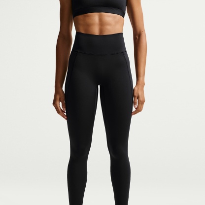 Nike Universa Women's High-Waisted 7/8 Leggings with No Front Seam – Black/Anthracite/Dark Smoke Grey