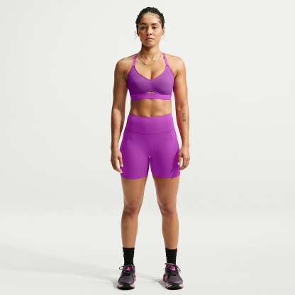 Nike Universa Women's High-Waisted 12.5cm (approx.) Biker Shorts with No Front Seam – Vivid Purple/Vivid Purple/Bold Berry