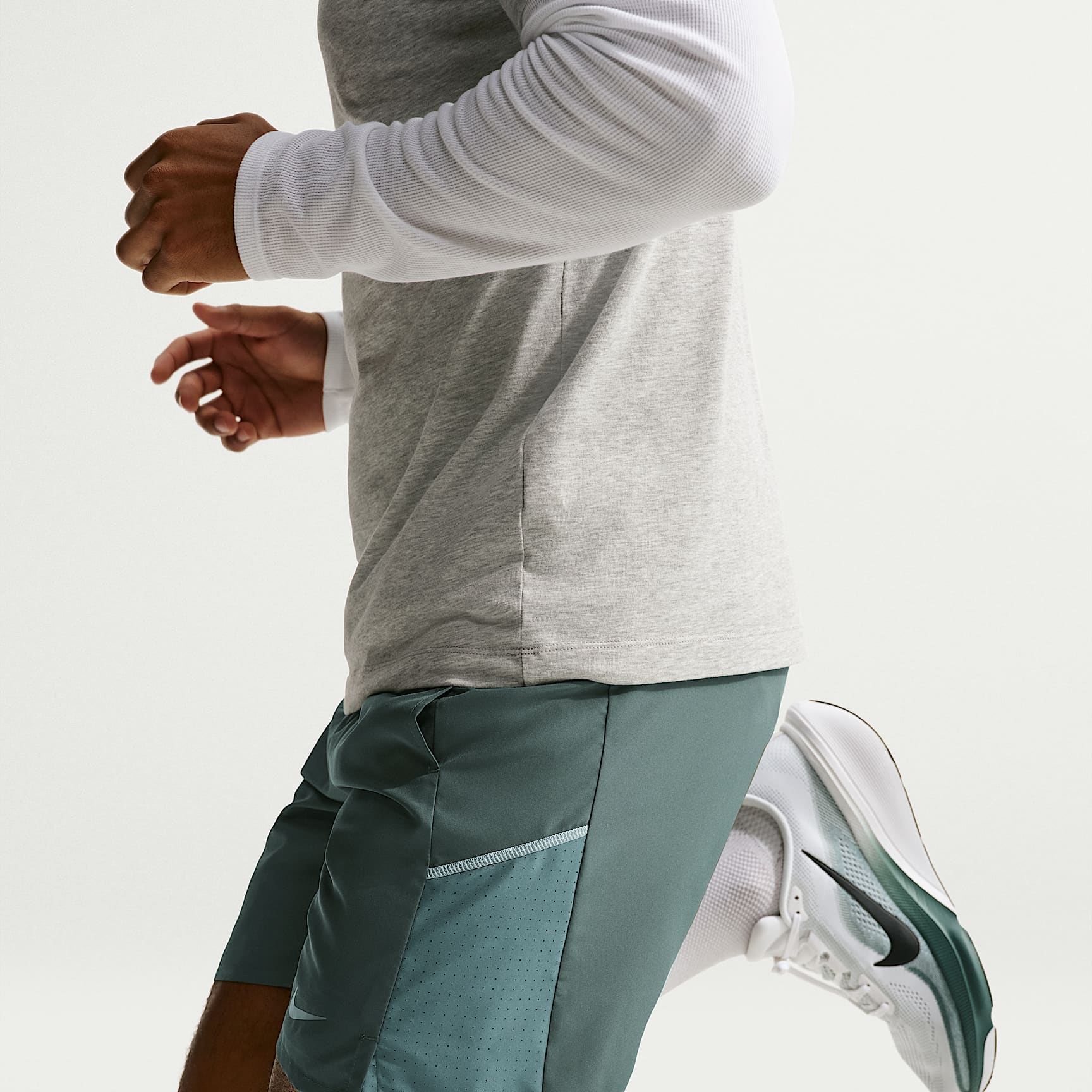 Nike Miler Men's Dri-FIT 18cm (approx.) Brief-Lined Running Shorts – Camo Green/Mineral Slate