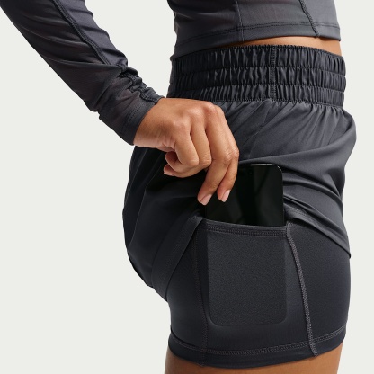 Nike One Women's Dri-FIT Mid-Rise 8cm (approx.) 2-in-1 Shorts – Gridiron/White