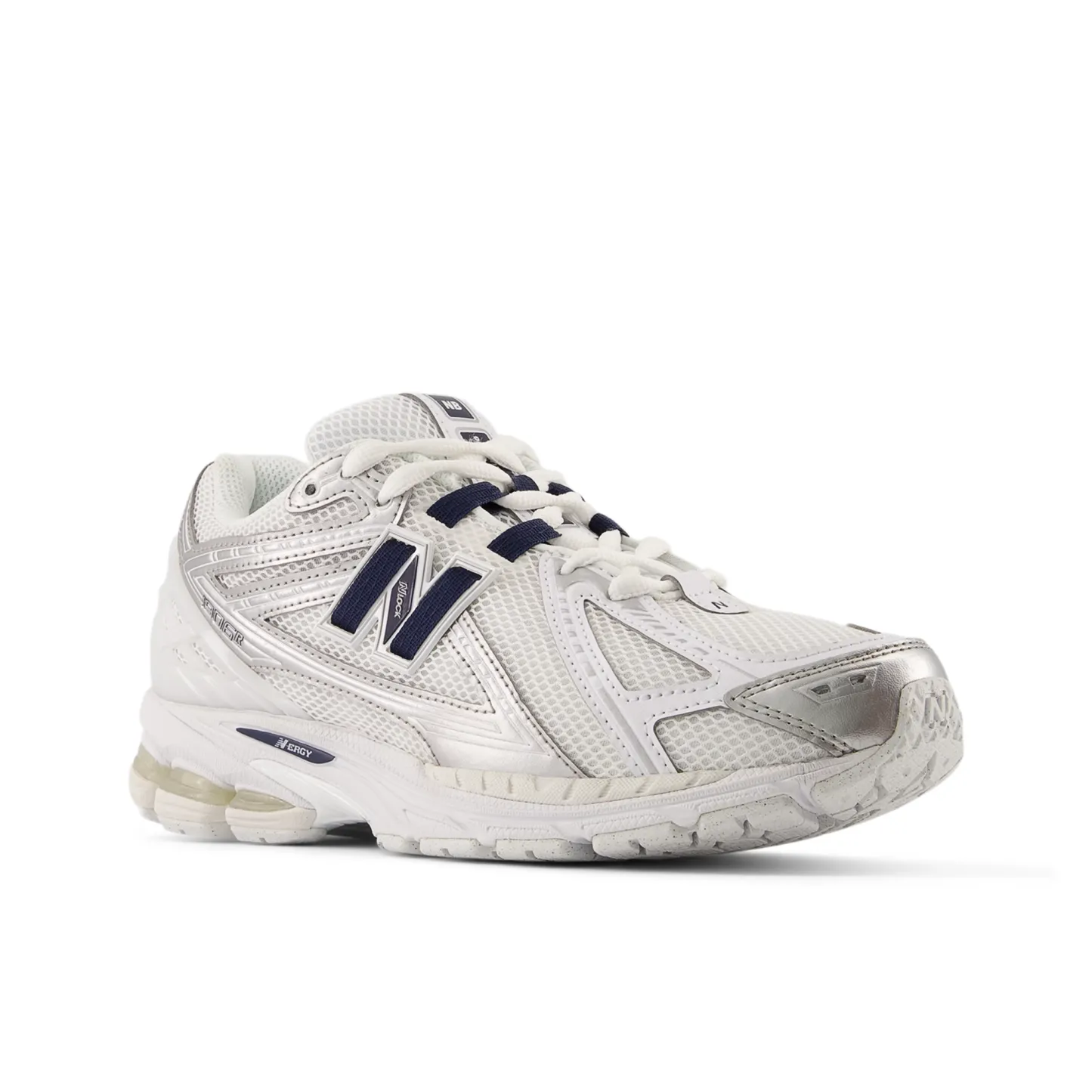 1906R – White with NB Navy and Silver Metallic