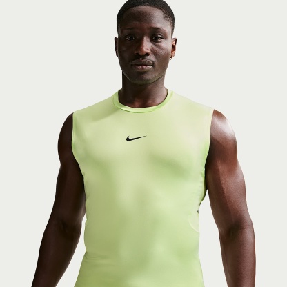 Nike Pro Men's Dri-FIT Tight Sleeveless Fitness Top – Light Liquid Lime/Black