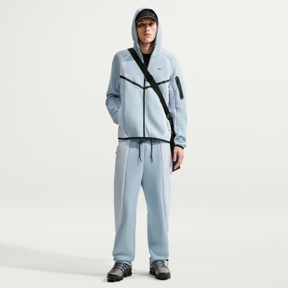Nike Tech Men's Colour-Block Full-Zip Fleece Windrunner Jacket – Light Armoury Blue/Football Grey/Black