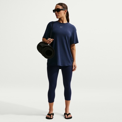 Nike One Relaxed Women's Dri-FIT Short-Sleeve Top – Midnight Navy/White