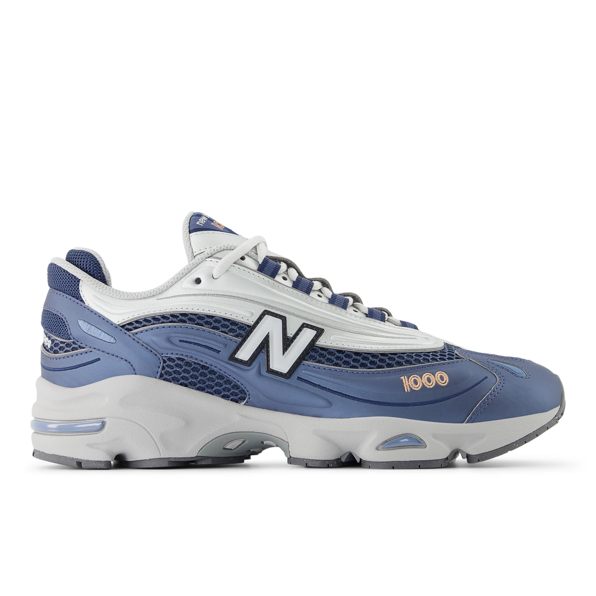 1000 – Vintage Indigo with Light Silver Metallic and Peach Nectar