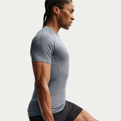 Nike Pro Men's Dri-FIT Tight Short-Sleeve Fitness Top – Smoke Grey/Black