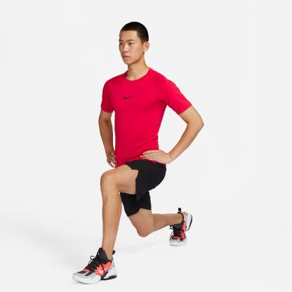 Nike Pro Men's Dri-FIT Tight Short-Sleeve Fitness Top – University Red/Black
