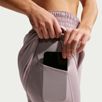 Nike One Women's Dri-FIT High-Waisted 8cm (approx.) 2-in-1 Shorts – Light Violet Ore/White