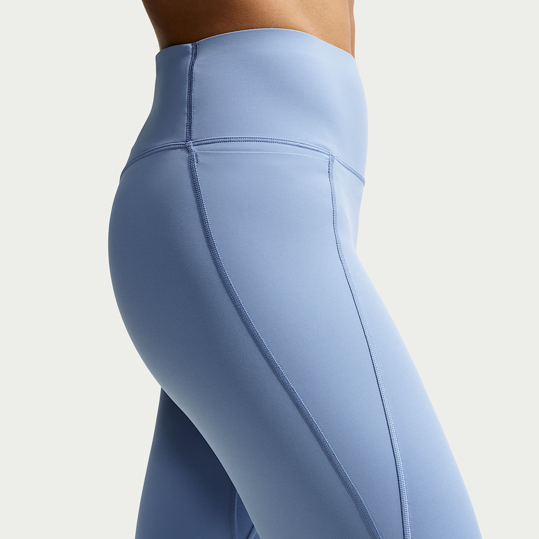 Nike Universa Women's High-Waisted 7/8 Leggings with No Front Seam – Work Blue/Chambray/New Slate