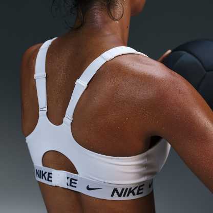 Nike Indy High-Support Women's Padded Adjustable Sports Bra – White/Stone Mauve/Black