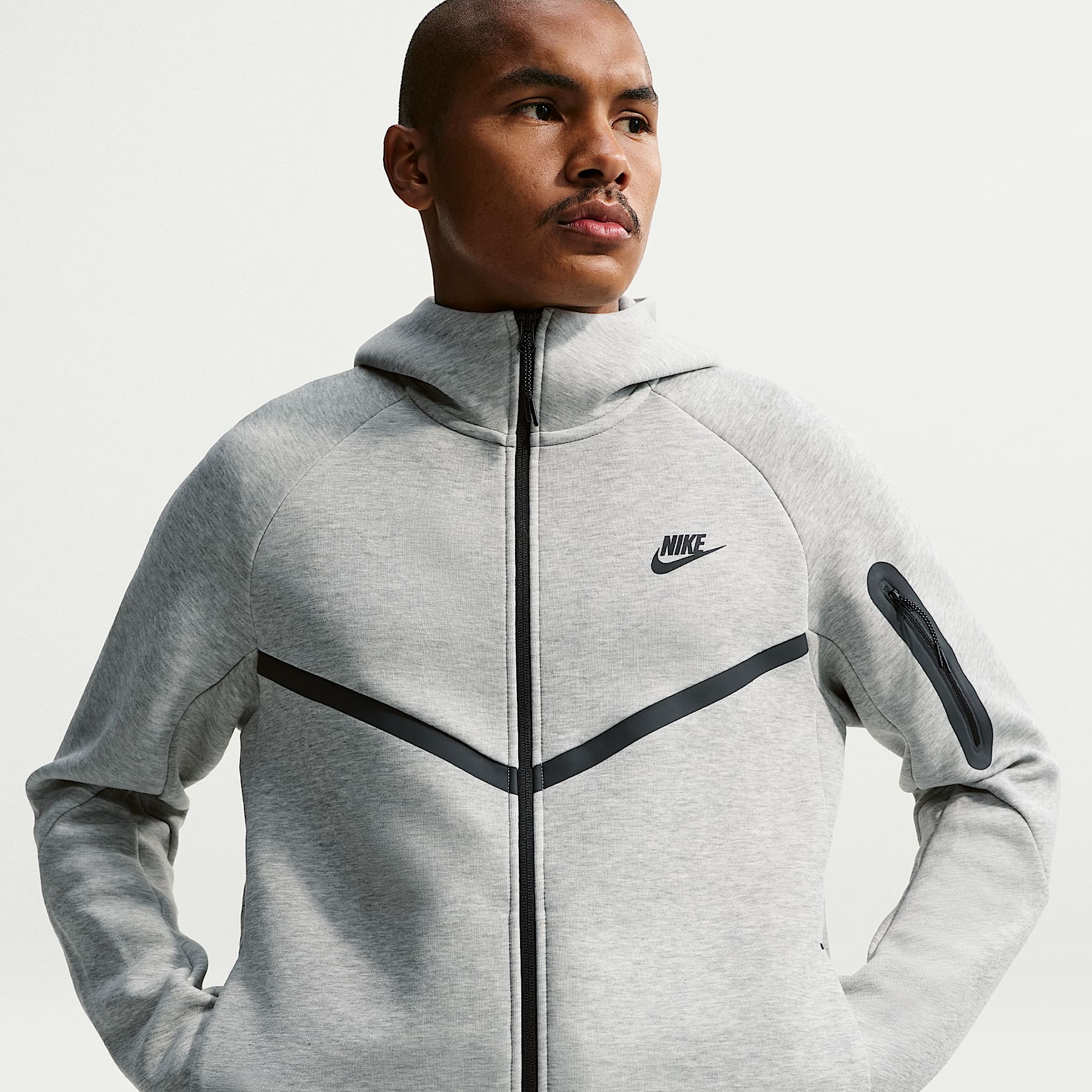 Nike Tech Men's Fleece Windrunner Full-Zip Jacket – Dark Grey Heather/Black