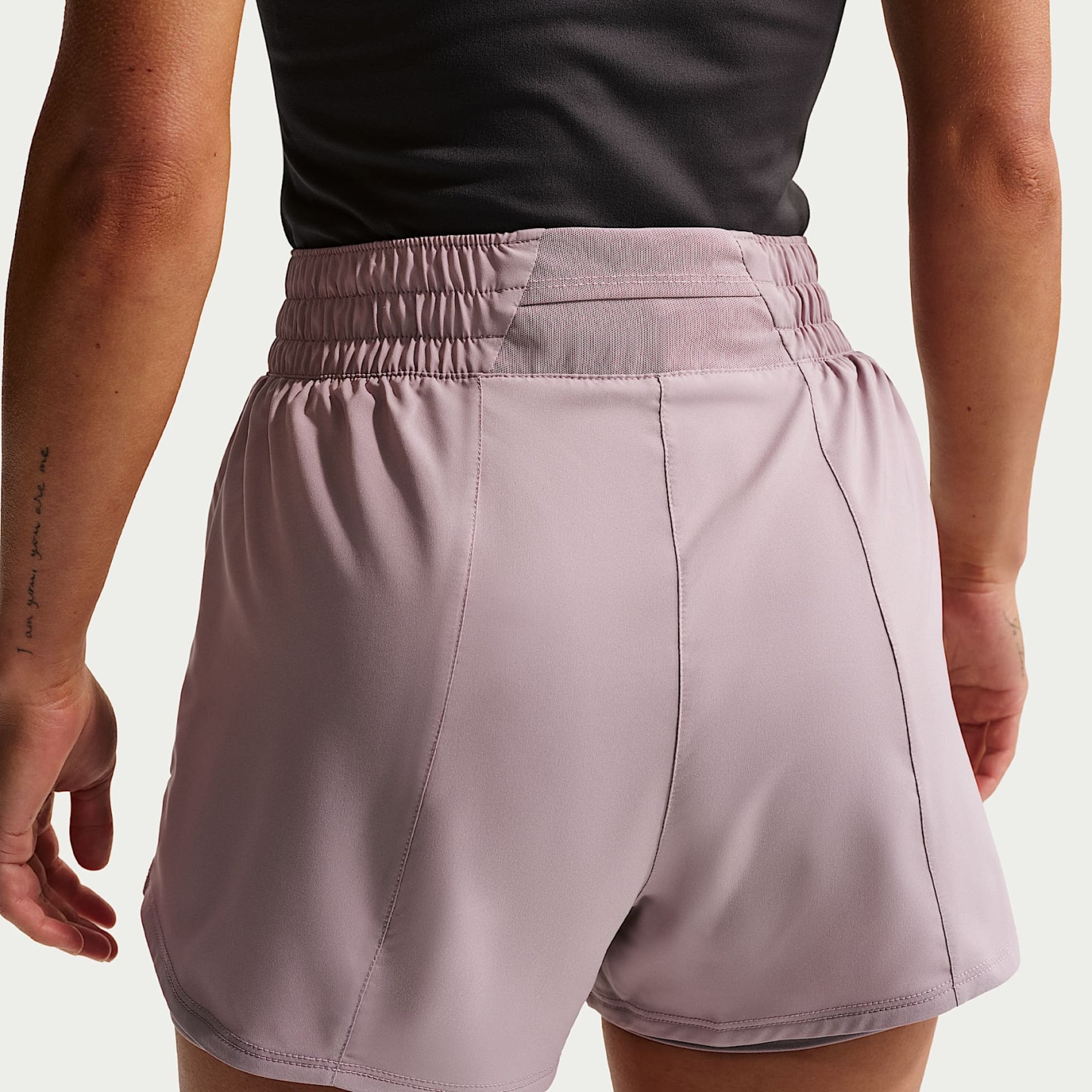 Nike One Women's Dri-FIT High-Waisted 8cm (approx.) 2-in-1 Shorts – Light Violet Ore/White