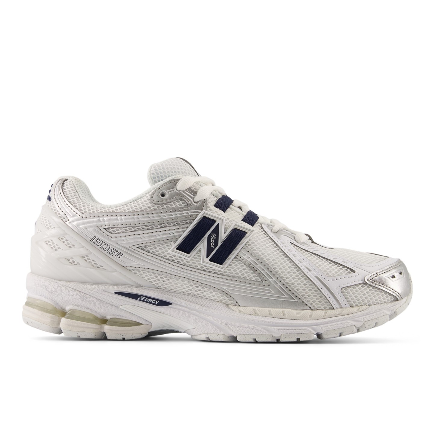 1906R – White with NB Navy and Silver Metallic