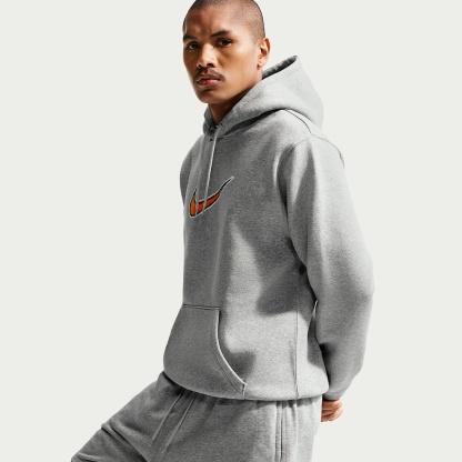 Nike Club Men's French Terry Flow Shorts – Dark Grey Heather/Light Smoke Grey/White