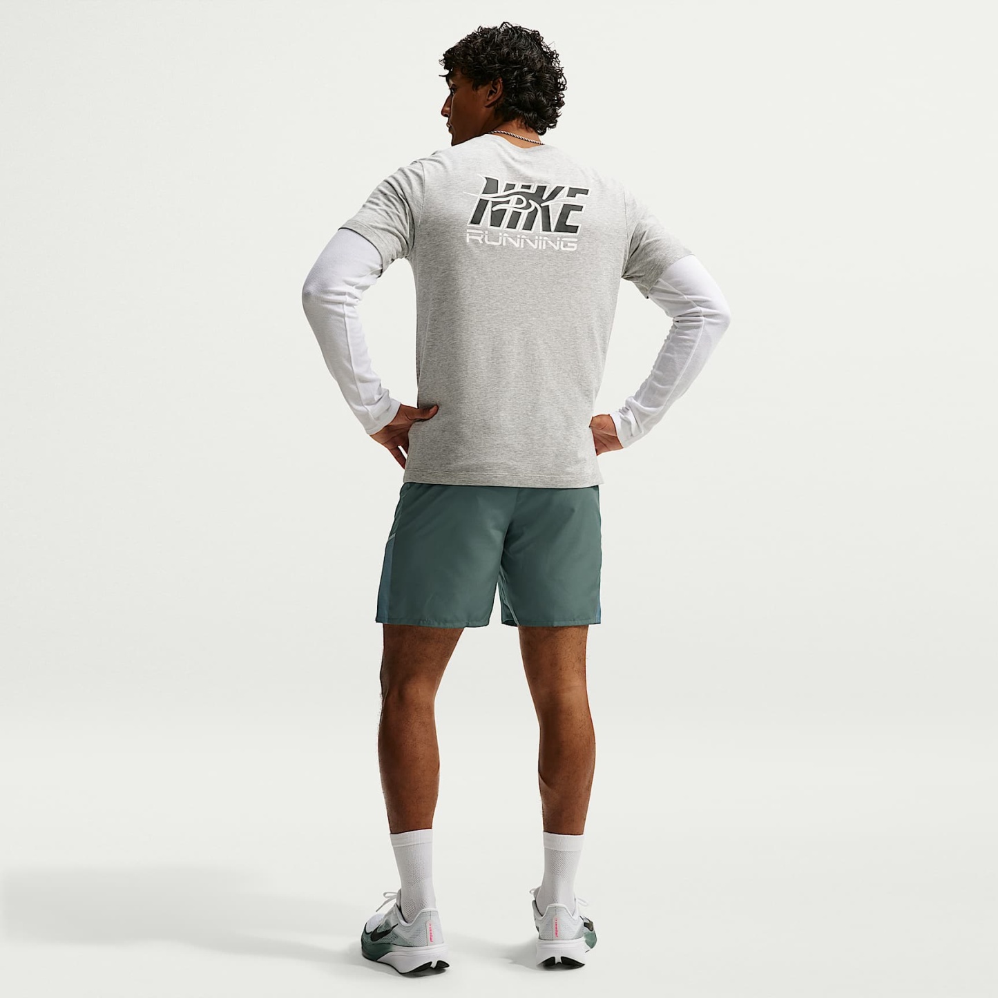 Nike Miler Men's Dri-FIT 18cm (approx.) Brief-Lined Running Shorts – Camo Green/Mineral Slate