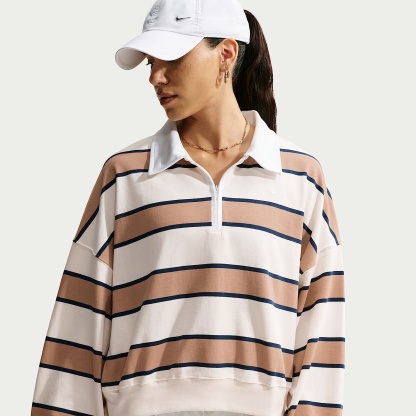 Nike Sportswear  Women's 1/4-Zip Sweatshirt – Pale Ivory/Hemp/Thunder Blue