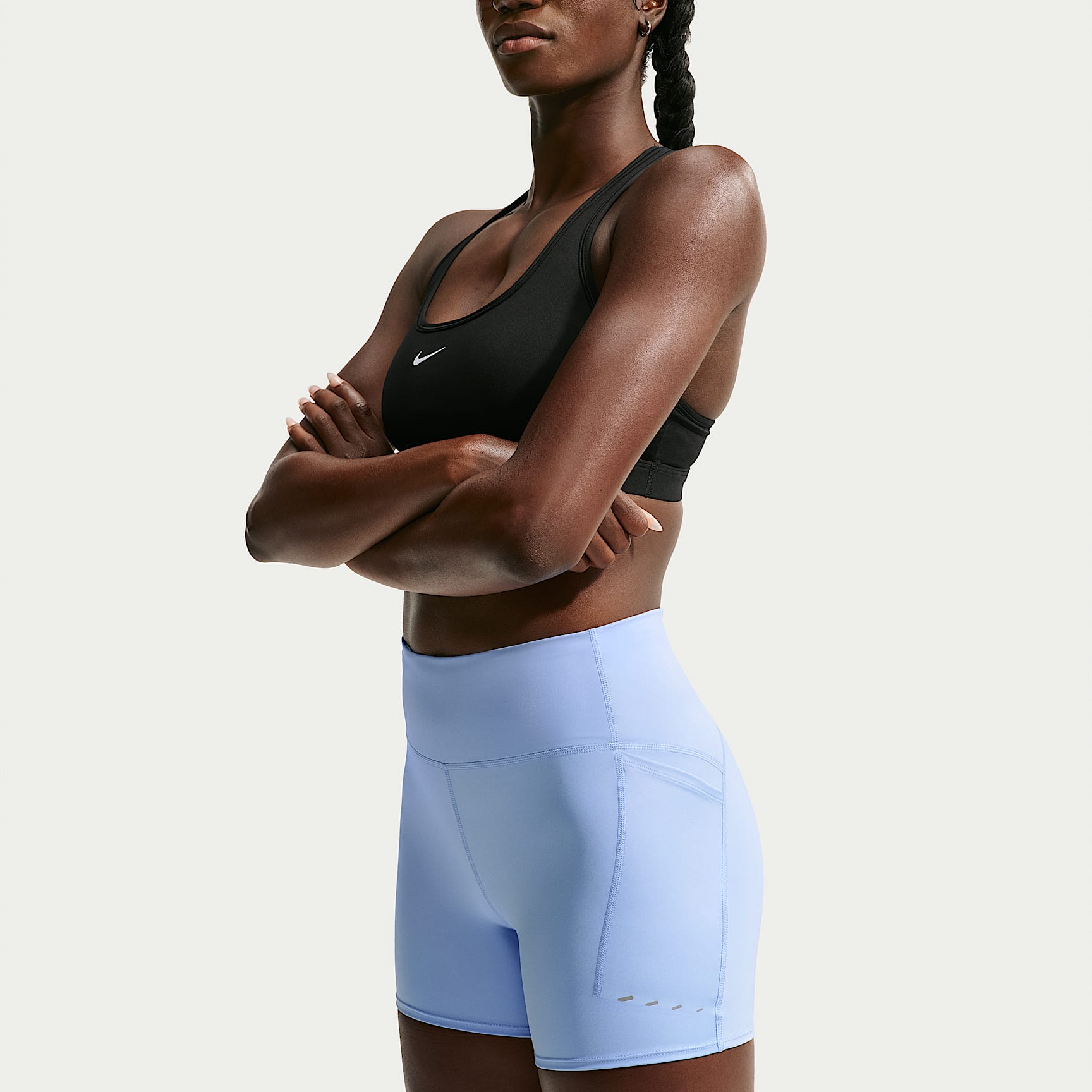 Nike Swift Women's High-Waisted 10cm (approx.) Tight Running Shorts with Pockets – Aluminium
