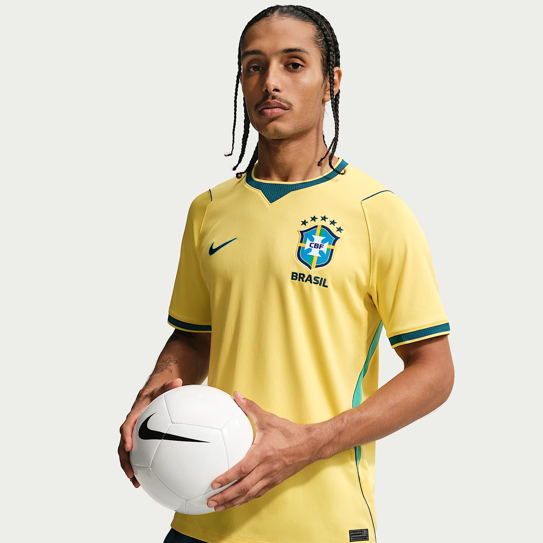 Brazil National Team 2026 Stadium Home Men's Nike Dri-FIT Football Shirt – Canary/Light Menta/Geode Teal