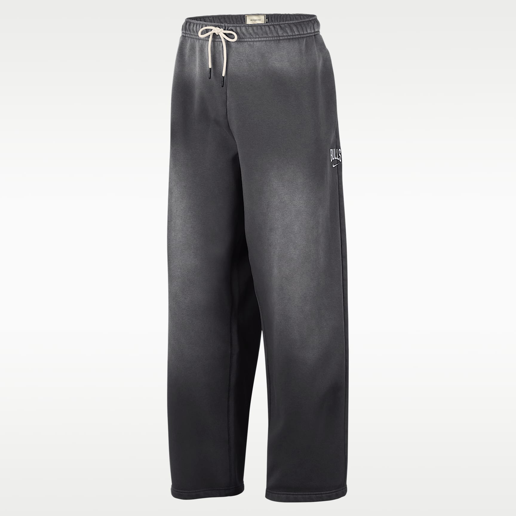 Chicago Bulls Standard Issue Nike Men's Fleece Open-Hem Basketball Trousers – Dark Charcoal/White