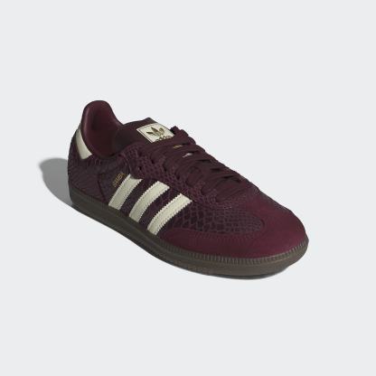 Samba OG Snake Print Shoes - Maroon / Cream White / Gold Metallic - view 4