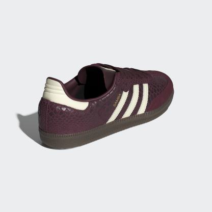 Samba OG Snake Print Shoes - Maroon / Cream White / Gold Metallic - view 5