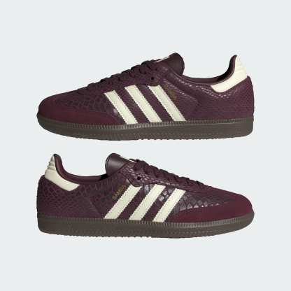Samba OG Snake Print Shoes - Maroon / Cream White / Gold Metallic - view 7
