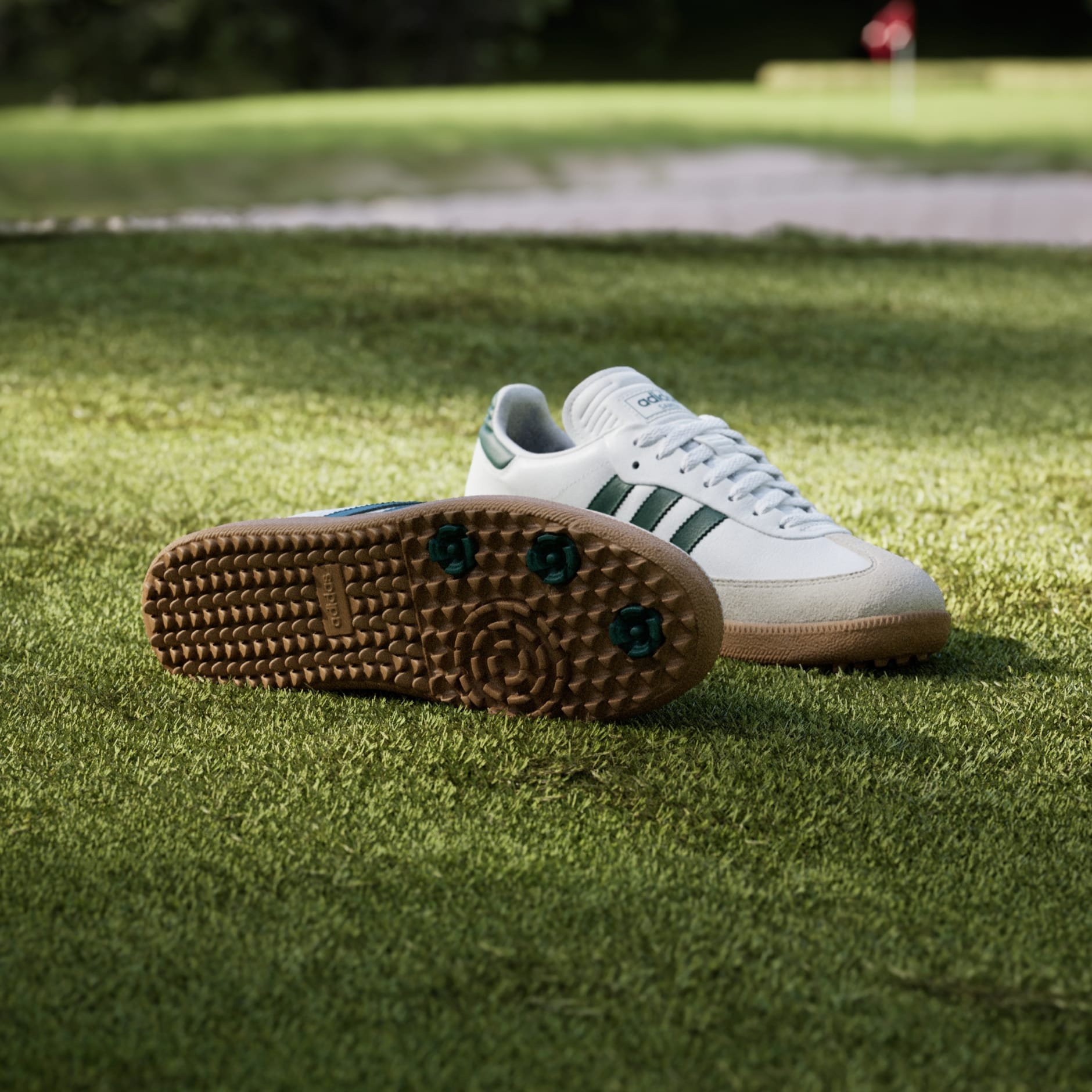 Samba Spikeless Golf Shoes - Cloud White / Collegiate Green / Gum - view 3