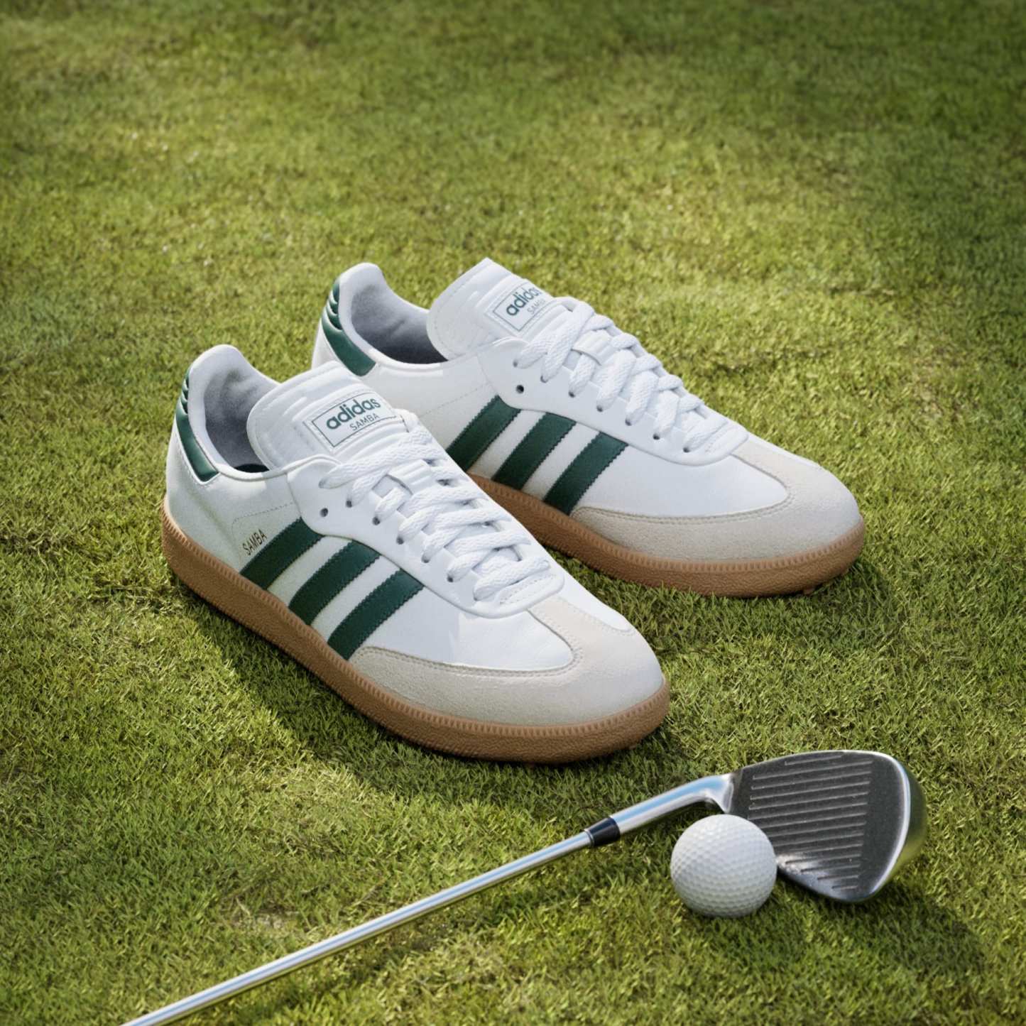 Samba Spikeless Golf Shoes - Cloud White / Collegiate Green / Gum - view 4