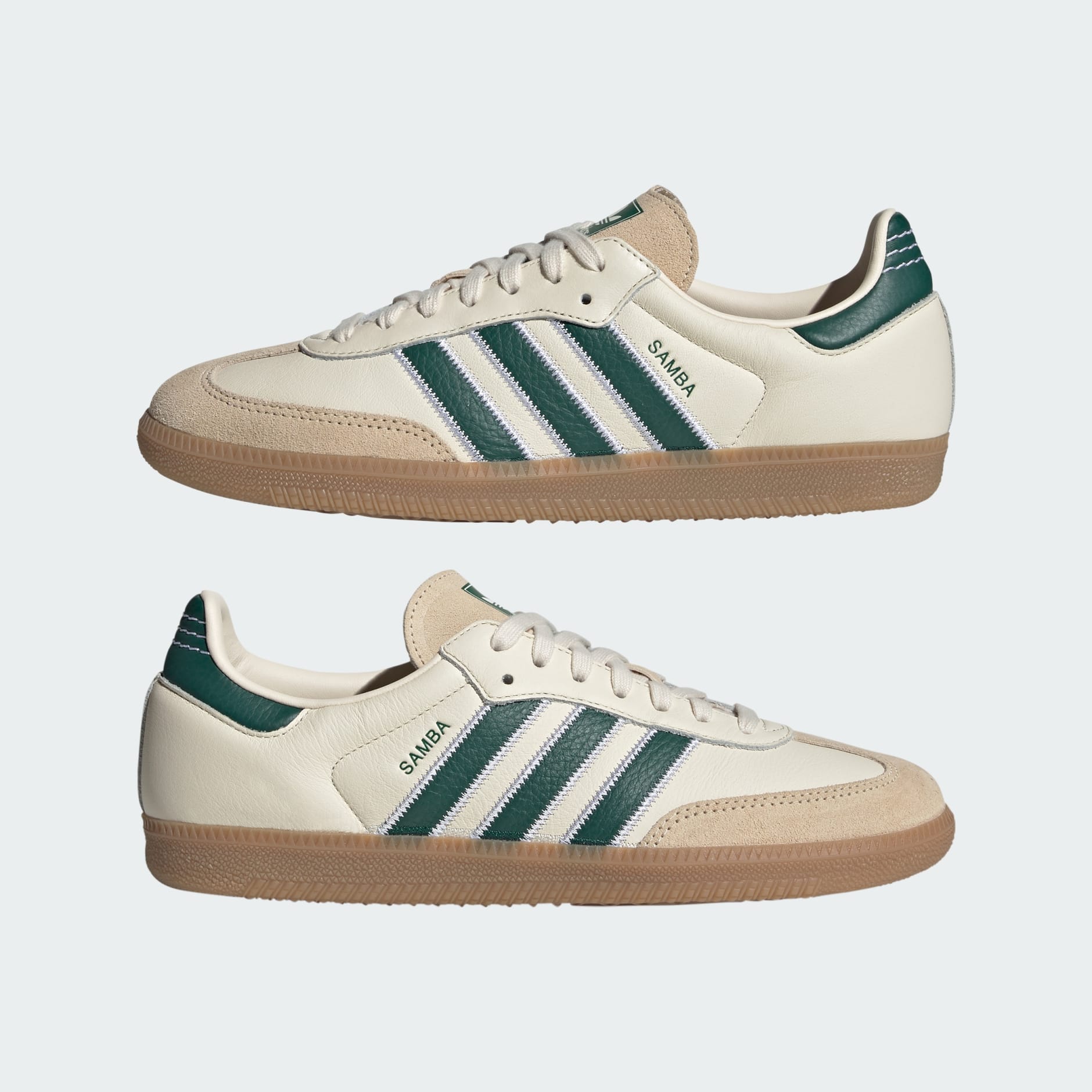 SAMBA OG SHOES - Cream White / Collegiate Green / Gum - view 7