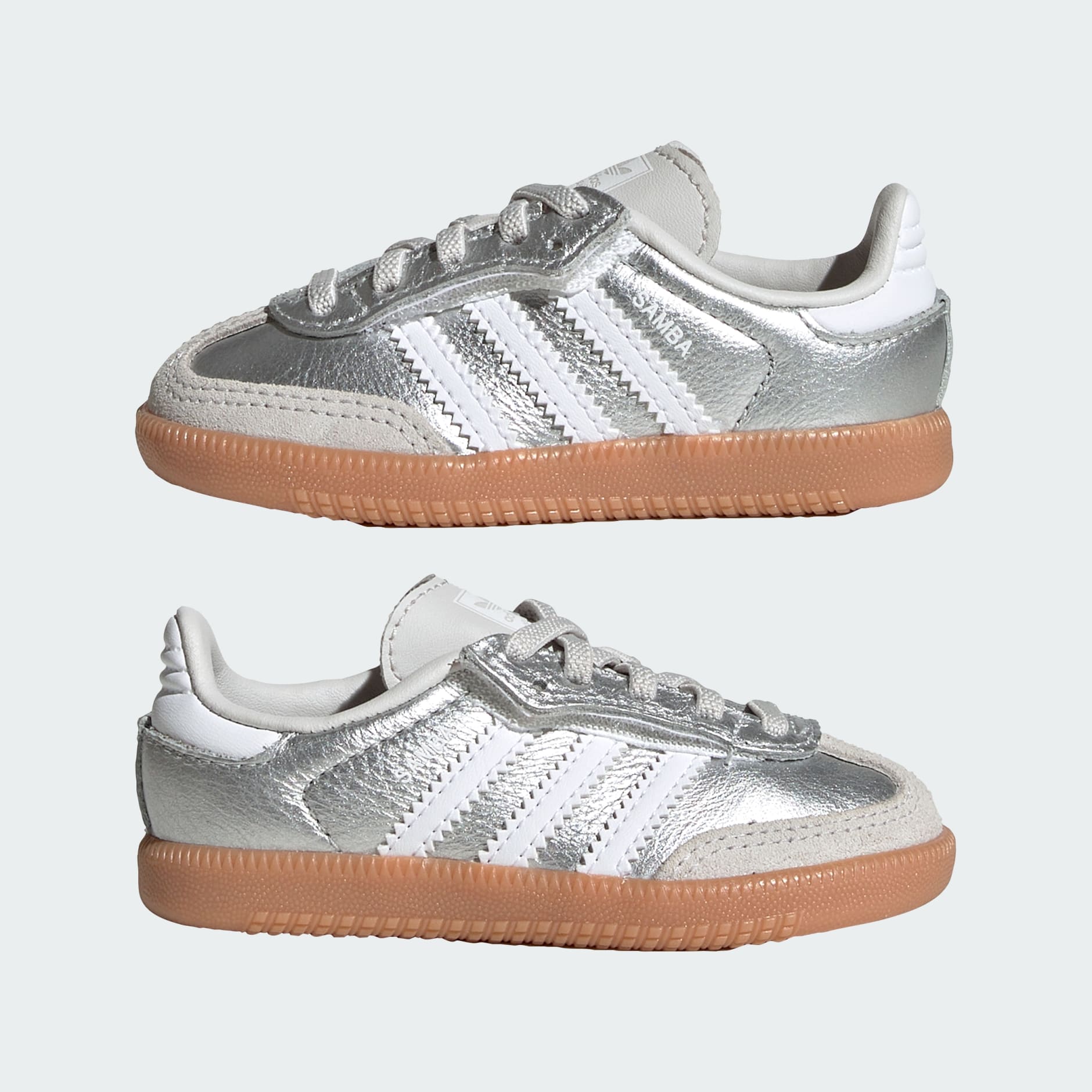 SAMBA OG COMFORT CLOSURE ELASTIC LACE SHOES - Silver Metallic / Cloud White / Gum - view 8