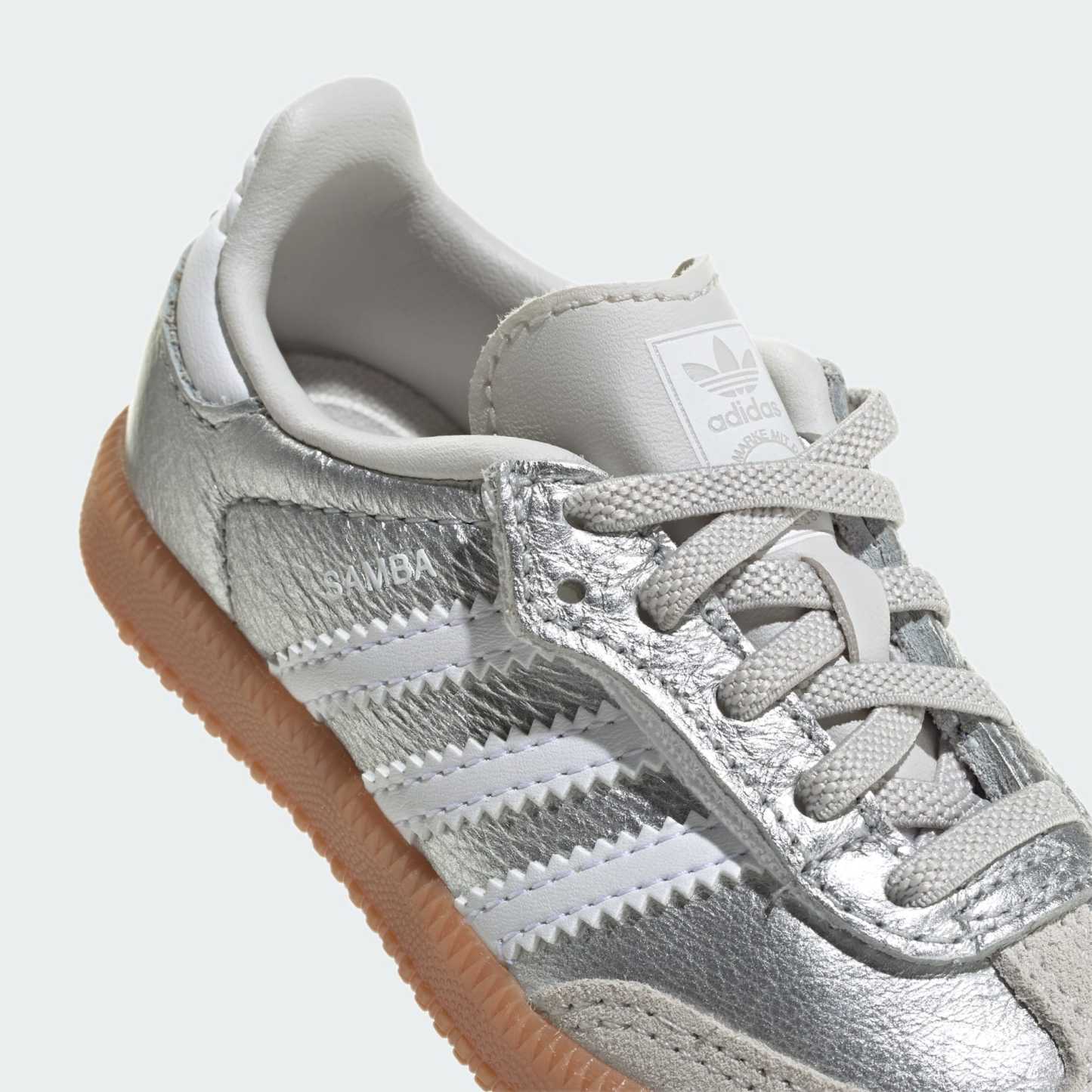 SAMBA OG COMFORT CLOSURE ELASTIC LACE SHOES - Silver Metallic / Cloud White / Gum - view 10