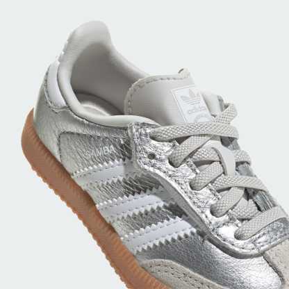 SAMBA OG COMFORT CLOSURE ELASTIC LACE SHOES - Silver Metallic / Cloud White / Gum - view 10