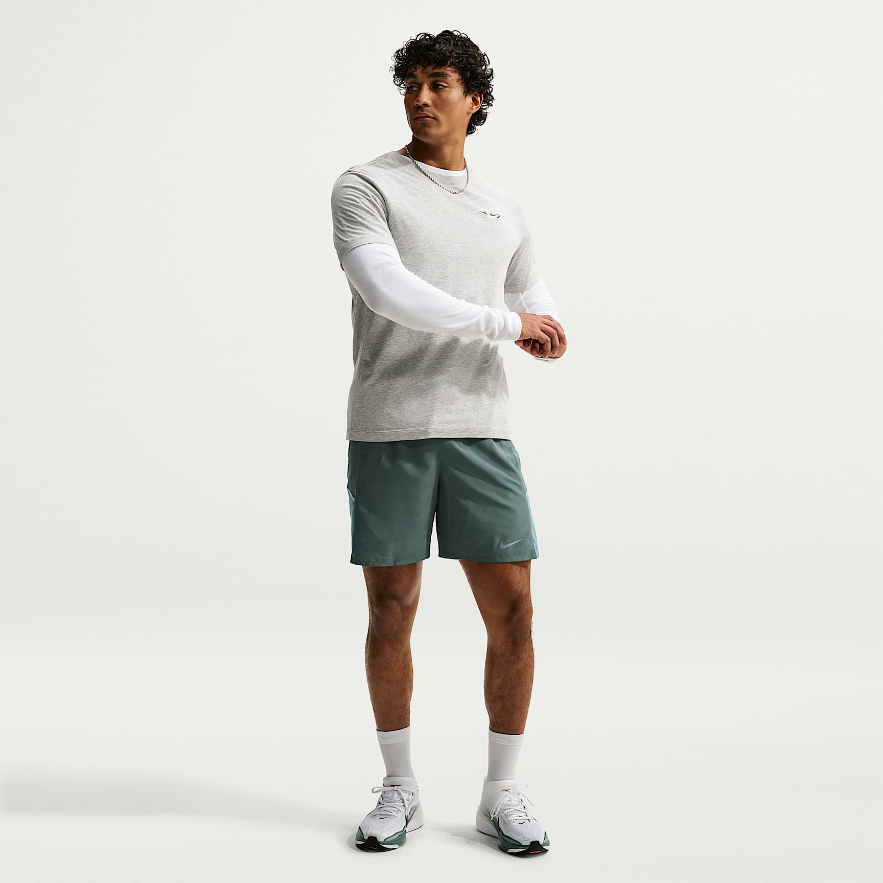 Nike Miler Men's Dri-FIT 18cm (approx.) Brief-Lined Running Shorts – Camo Green/Mineral Slate