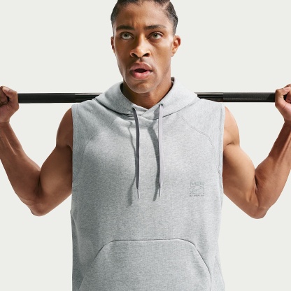 Nike N.A.C. Men's Dri-FIT Fleece Sleeveless Training Hoodie – Light Smoke Grey/Heather/Light Smoke Grey