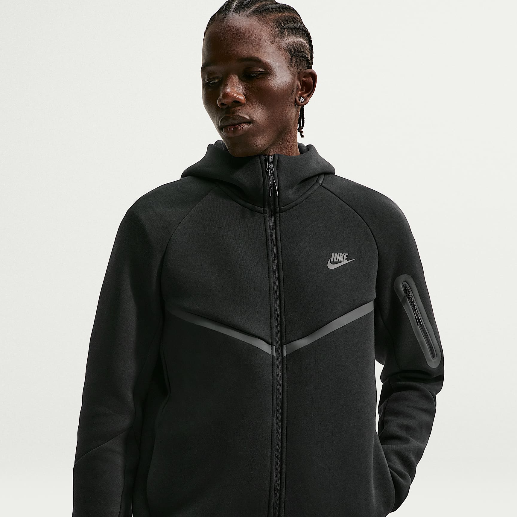 Nike Tech Men's Fleece Windrunner Full-Zip Jacket – Black/Black
