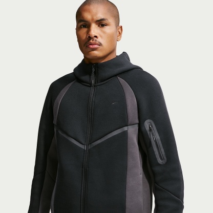 Nike Tech Men's Colour-Block Full-Zip Fleece Windrunner Jacket – Black/Anthracite/Black