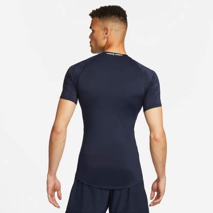 Nike Pro Men's Dri-FIT Tight Short-Sleeve Fitness Top – Obsidian/White