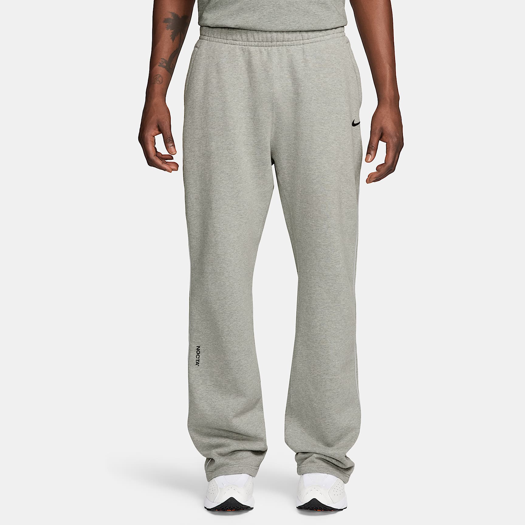NOCTA NOCTA Fleece CS Open-Hem Tracksuit Bottoms – Dark Grey Heather/Matte Silver/Black