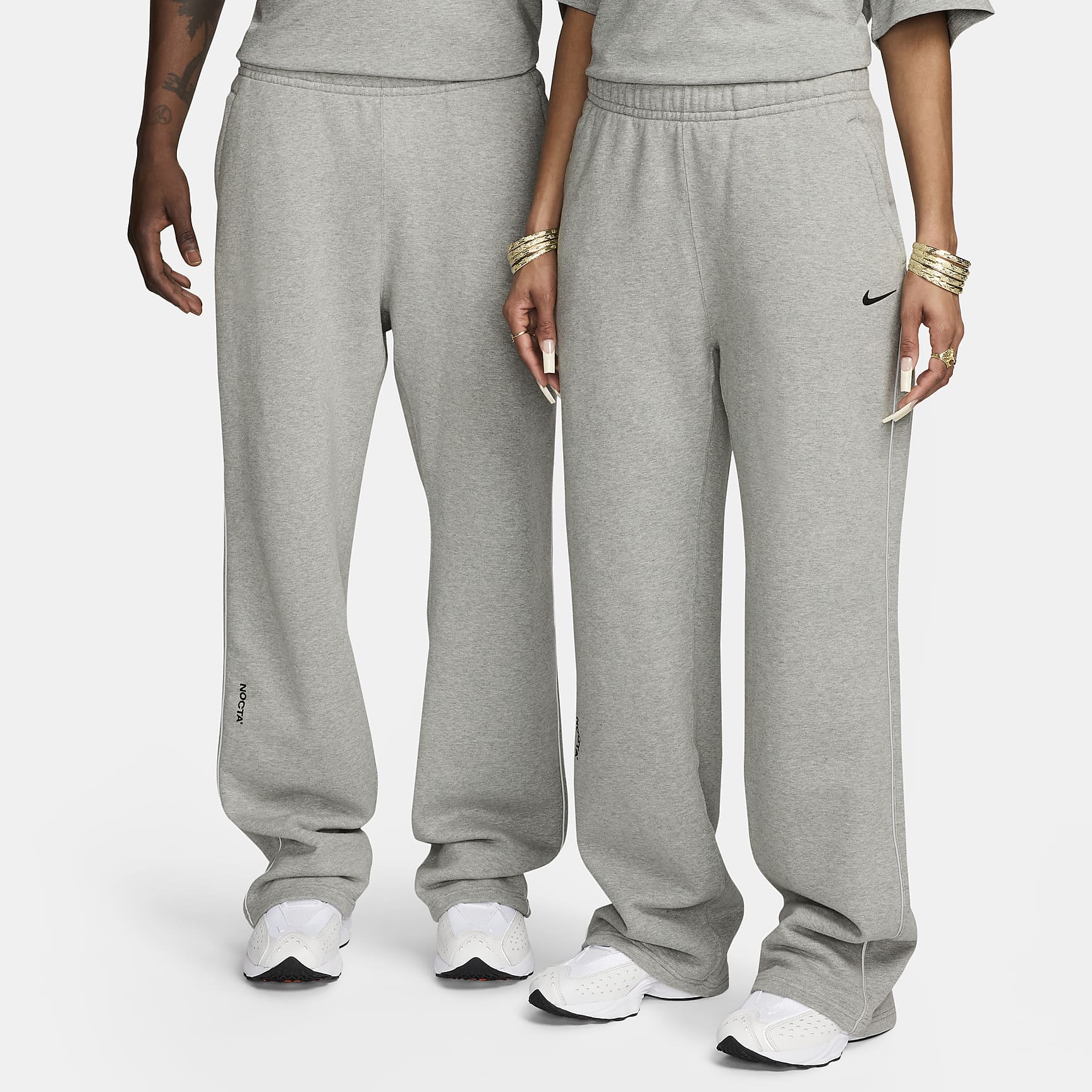 NOCTA NOCTA Fleece CS Open-Hem Tracksuit Bottoms – Dark Grey Heather/Matte Silver/Black