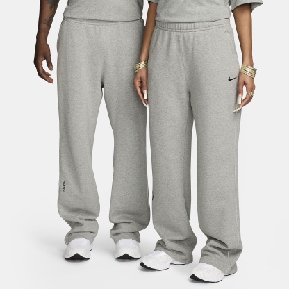 NOCTA NOCTA Fleece CS Open-Hem Tracksuit Bottoms – Dark Grey Heather/Matte Silver/Black