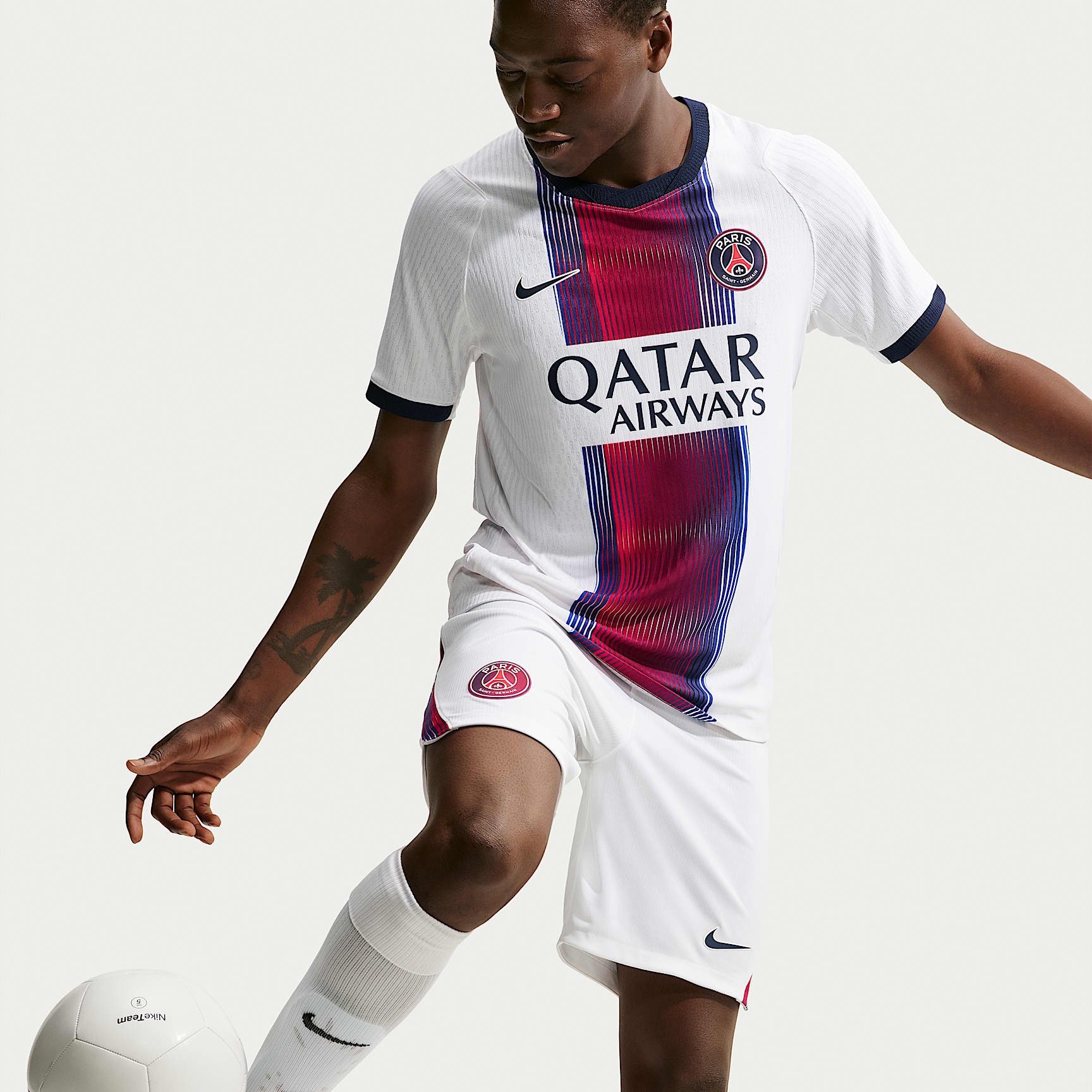 Paris Saint-Germain 2026/27 Match Away Men's Nike Aero-FIT Football Authentic Shirt – White/College Navy/Global Red/College Navy