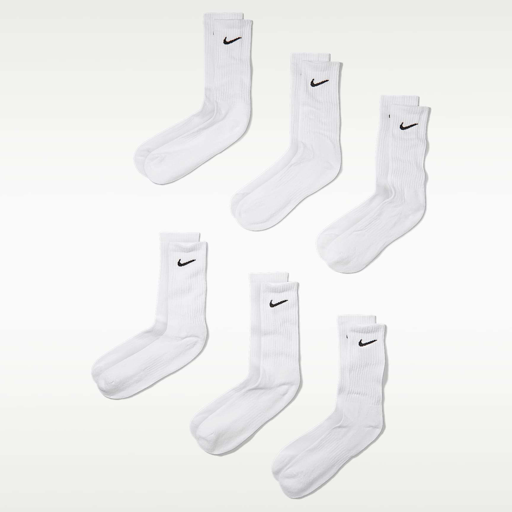 Nike Everyday Cushioned Training Crew Socks (6 Pairs) – White/Black