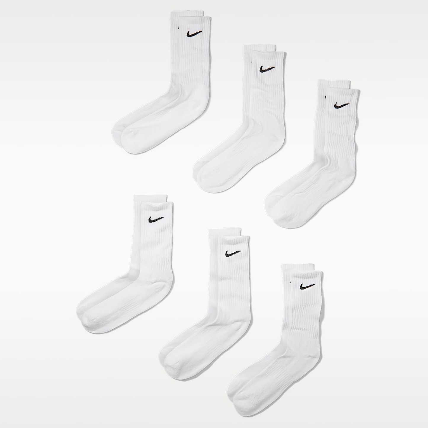 Nike Everyday Cushioned Training Crew Socks (6 Pairs) – White/Black