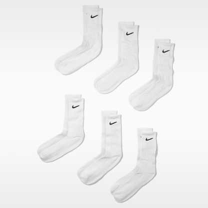 Nike Everyday Cushioned Training Crew Socks (6 Pairs) – White/Black