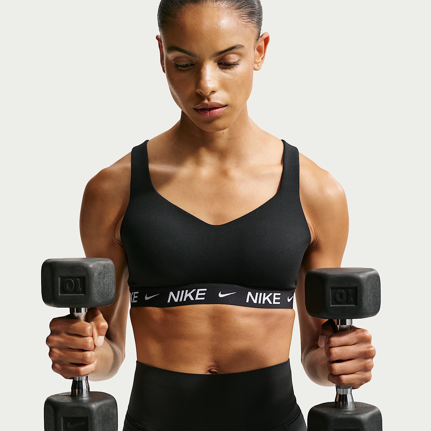 Nike Indy High-Support Women's Padded Adjustable Sports Bra – Black/Black/White