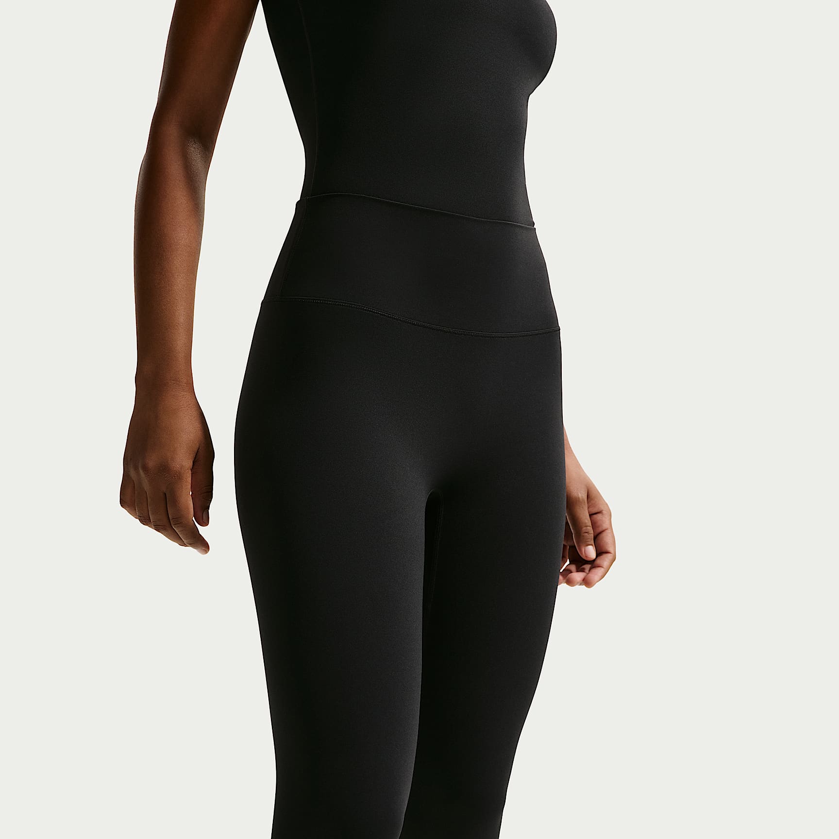 Nike Zenvy Women's High-Waisted Full-Length Leggings with No Front Seam – Black/Cool Grey