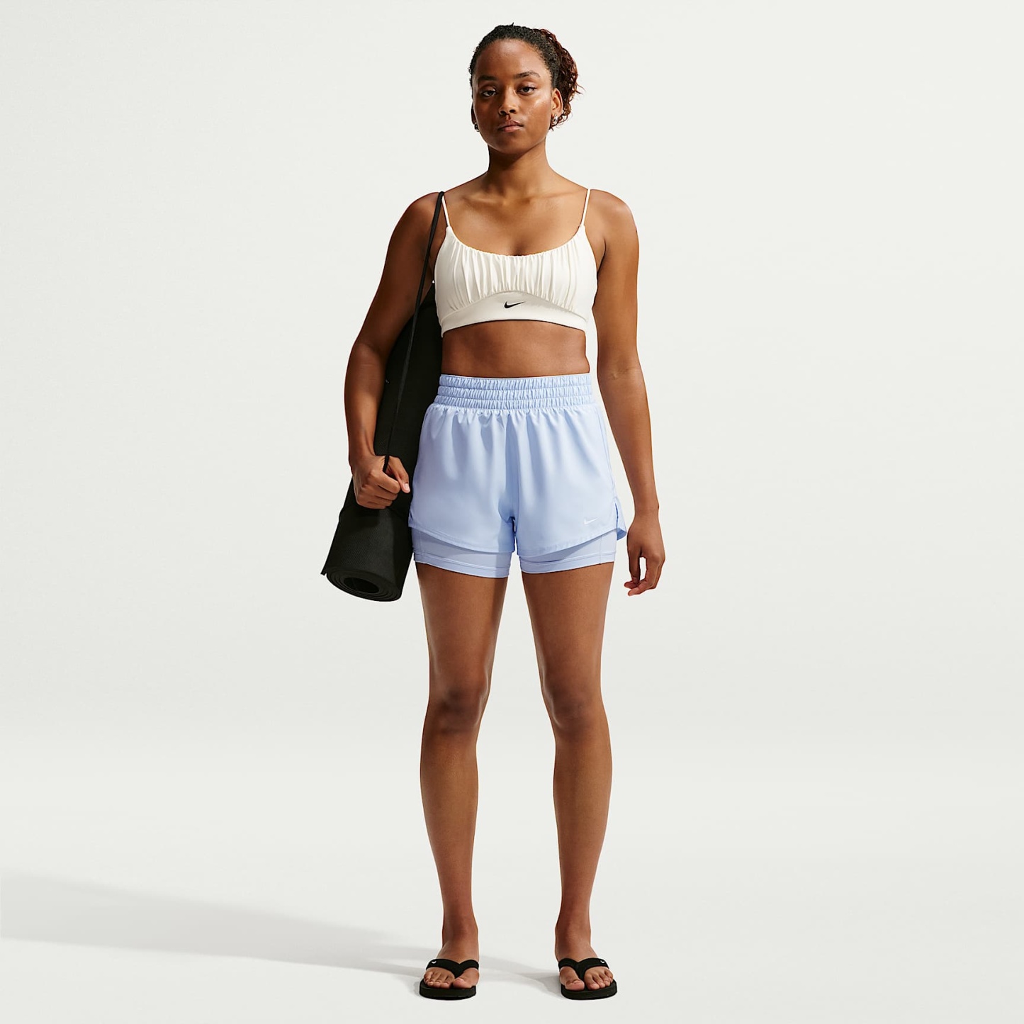 Nike One Women's Dri-FIT High-Waisted 8cm (approx.) 2-in-1 Shorts – Hydrogen Blue/White